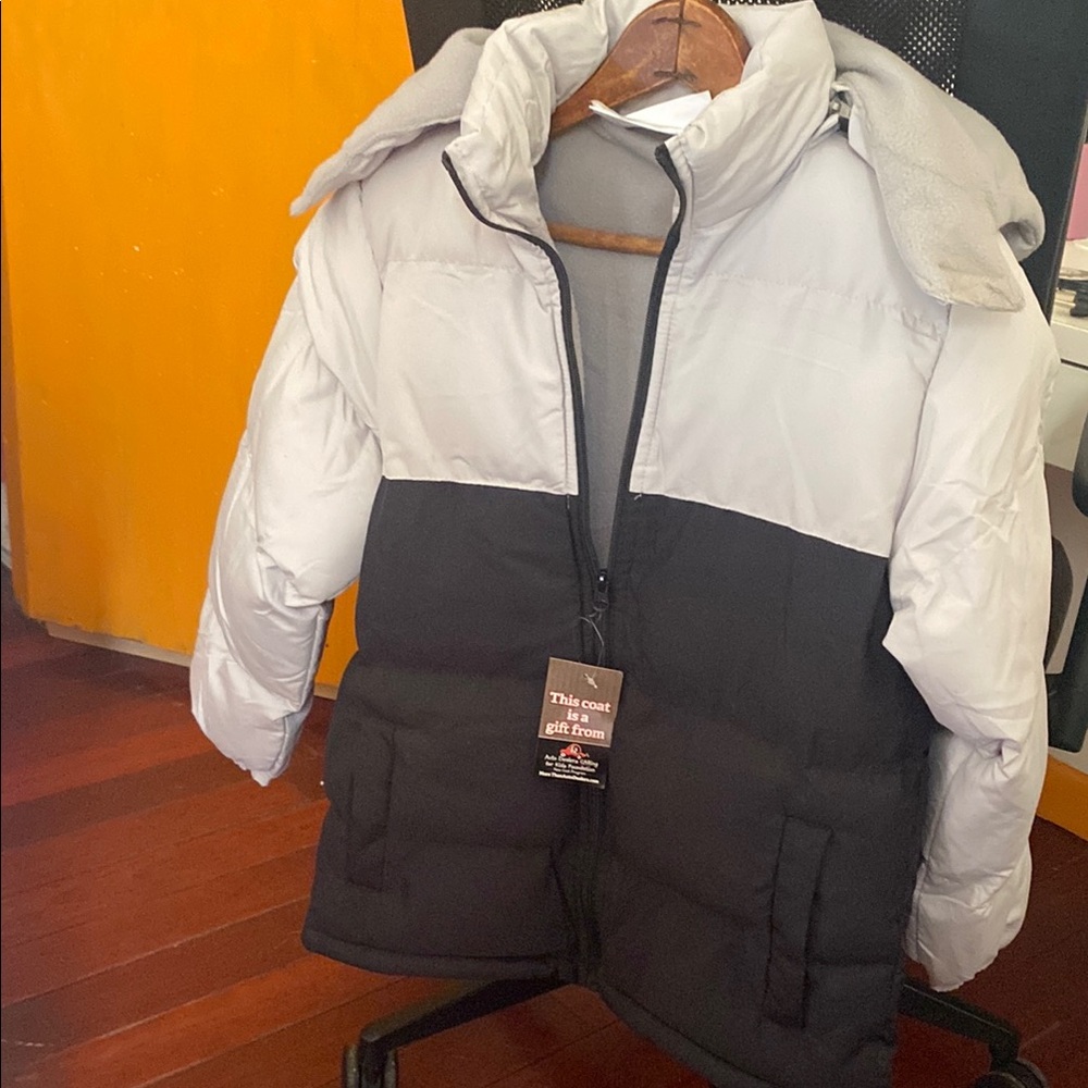 White and Gray Puffer Jacket